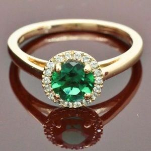 💚EMERALD➕WHITE SAPPHIRE RING•925K STERLING 💚